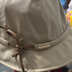 Burberry Tan Bucket Hat with Leather Bow